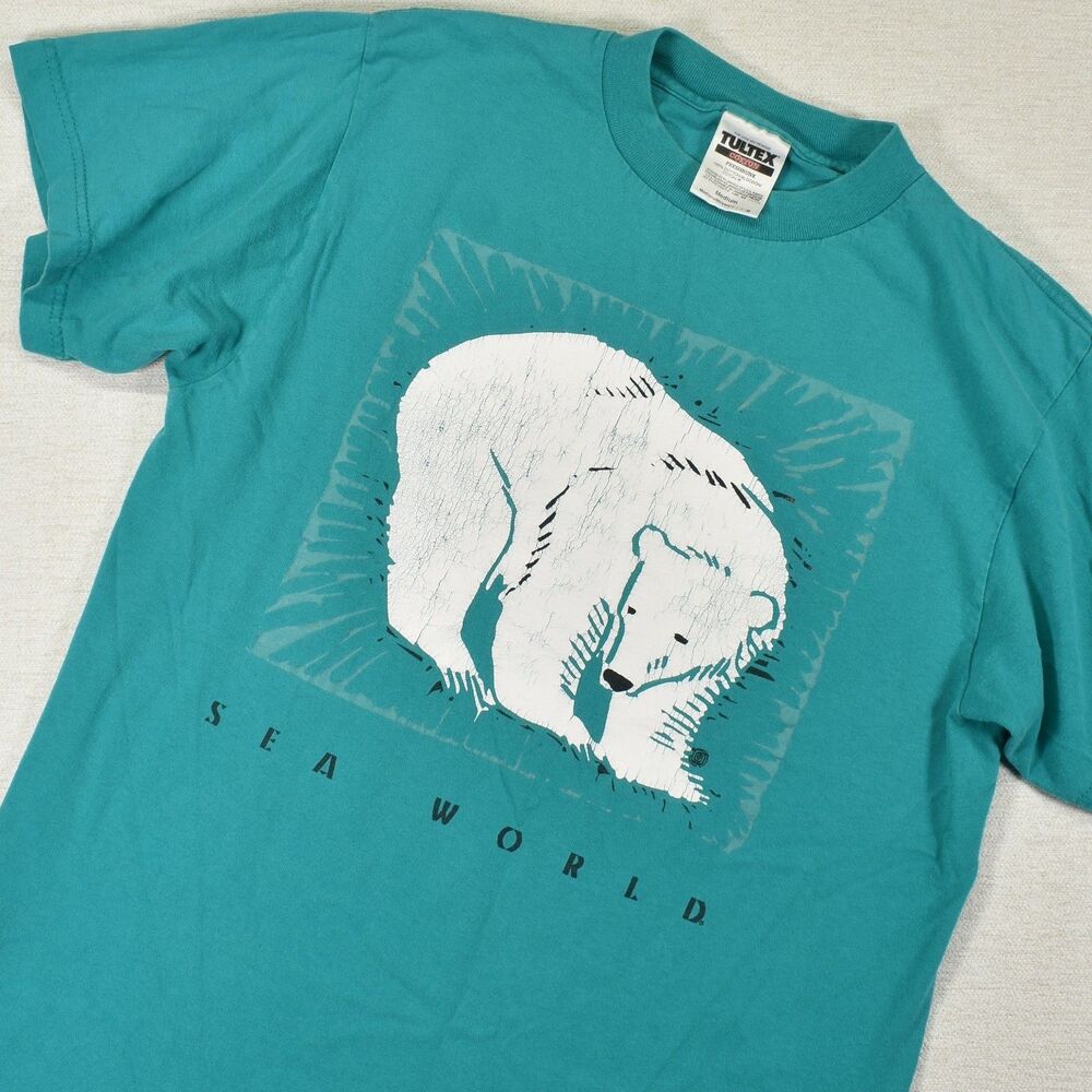 Vintage 90s Sea World Polar Bear  VTG  Single Stitch Shirt Mens M